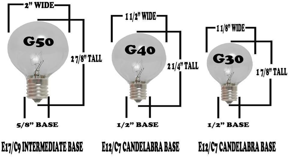 Novelty Lights 100' Warm White LED G40 Globe Outdoor String Lights, in-Line, Commercial Grade, Backyard Garden Gazebo, Cafe Market Patio Lights, Black Wire, 100 Sockets