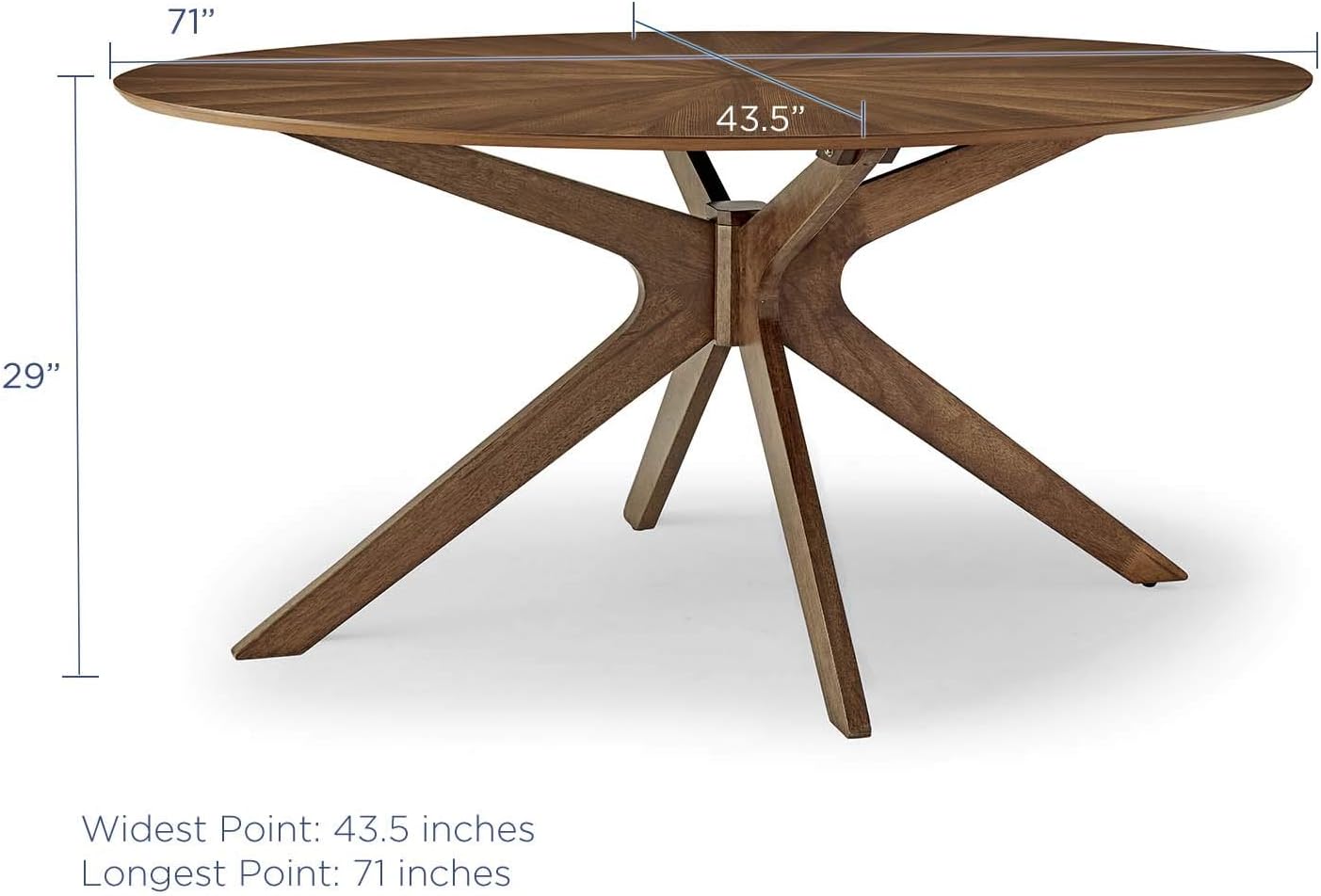 Modway Crossroads 71' Oval Wood Dining Table, Walnut