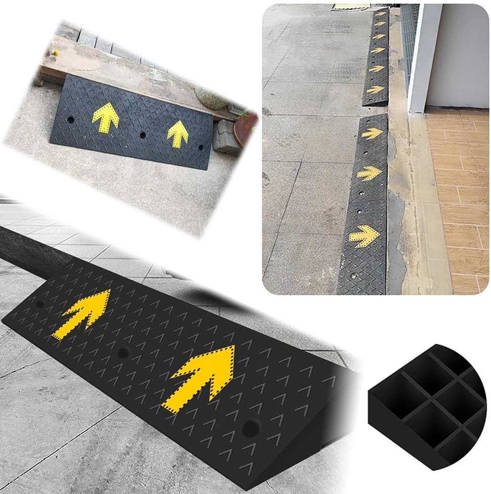 Rubber Curb Ramp, Wheelchair Threshold Ramp, Slope Ramp for Sidewalk Driveway Doorway Car Scooter Bike Motorcycle (Size : Height 5cm (2inch))