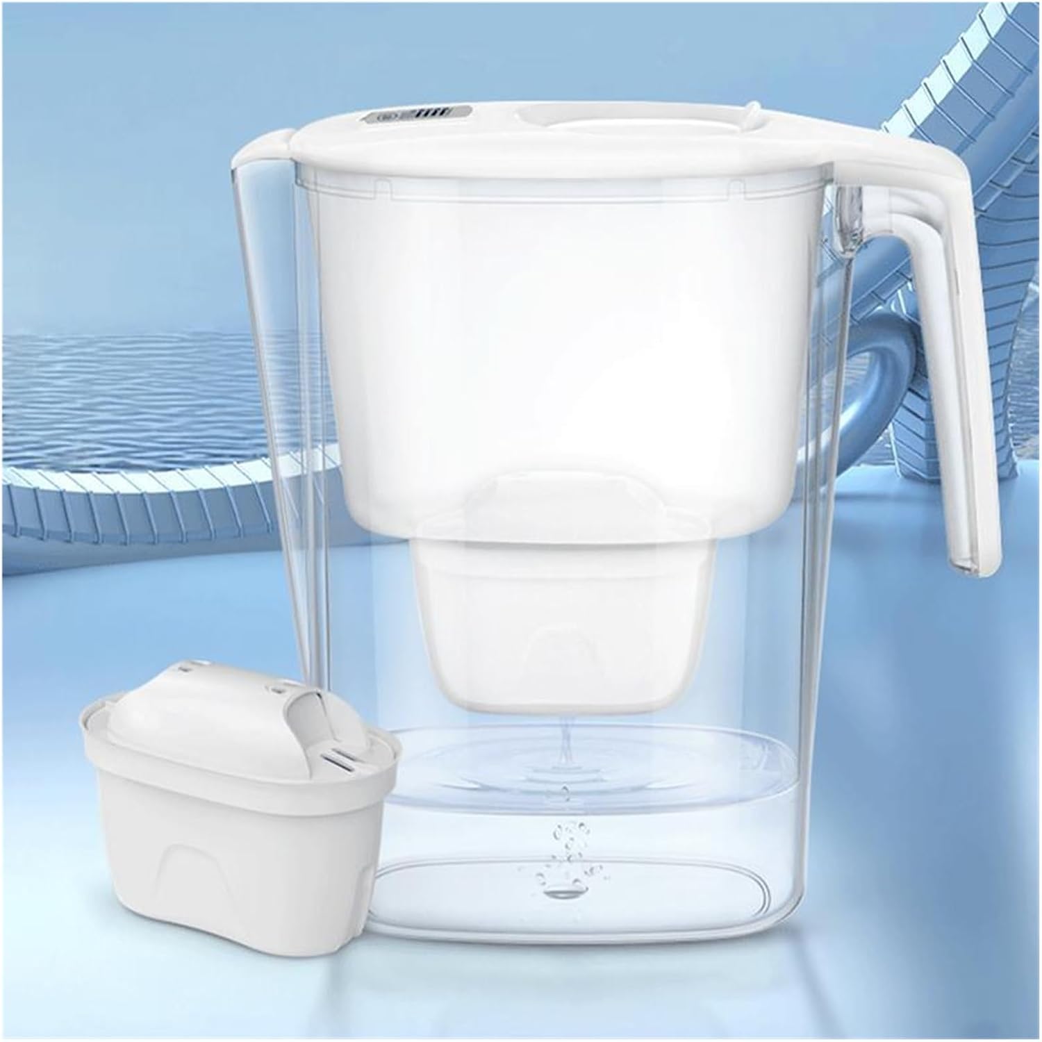 Water Filter Pitcher Water Filter Dispenser Countertop with Filter Change Indicator Domestic Quick Fill-Up Water Kettle