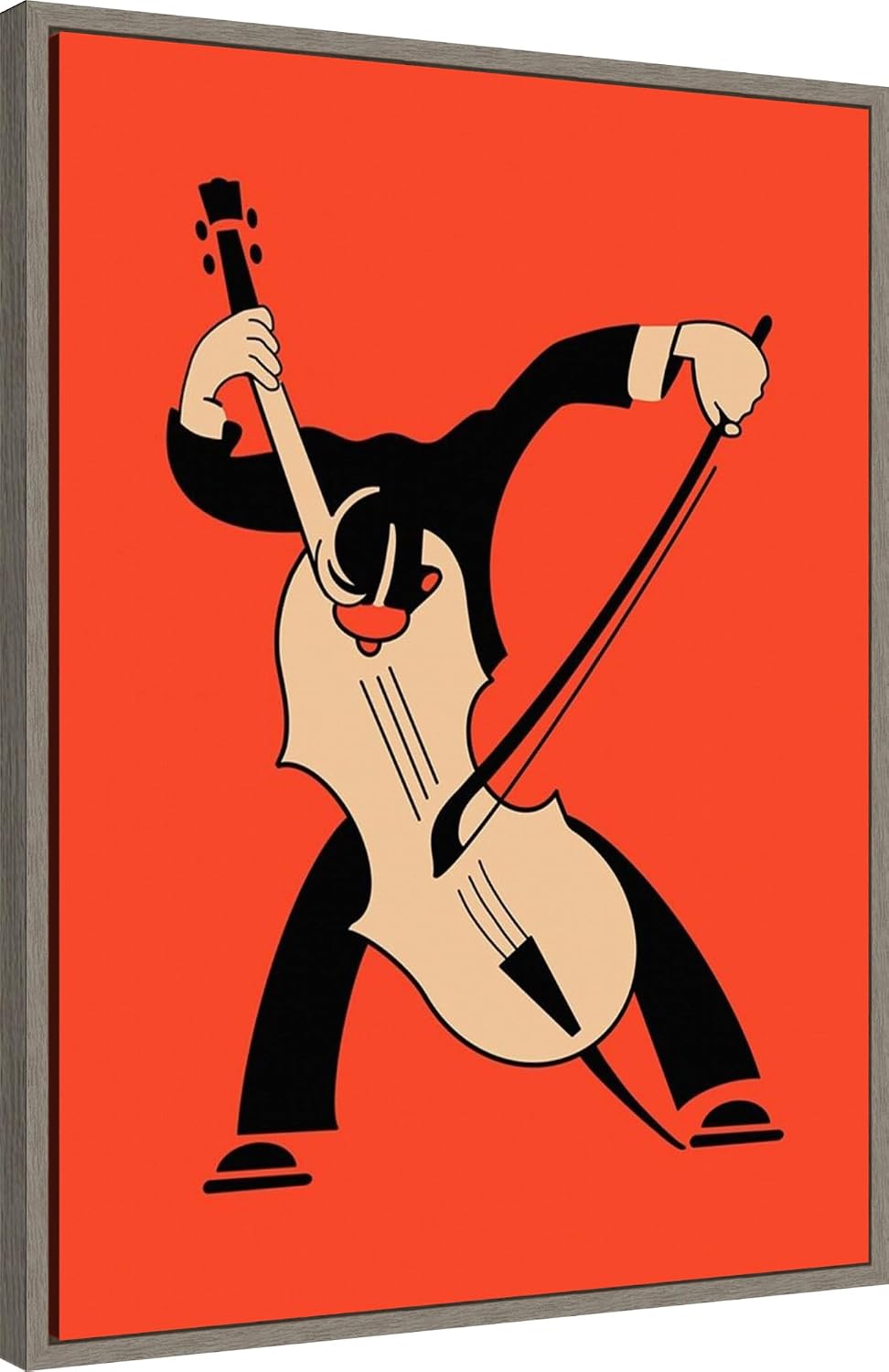 Amanti Art Framed Canvas Wall Art 30x23 The Cello by Mark Rogan, Framed Wall Art Canvas, Music Artwork, Country Rustic Decor, Large Poster Painting for Living Room, Bedroom, Bathroom, Kitchen, Office