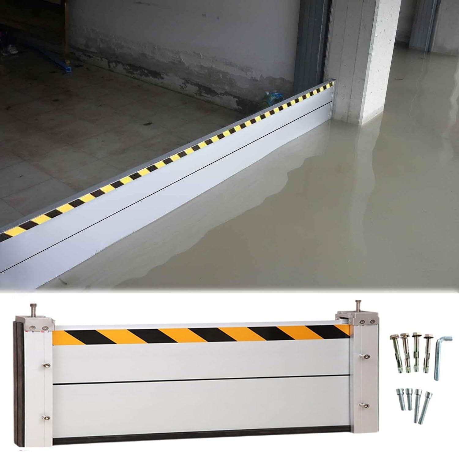 Garage Door Flood Barrier Threshold, Detachable Aluminum Shield Door Water Stopper Barrier for Basement Front Door Gates Sliding Door(H 1.3ft(40cm),3.5ft(105cm))