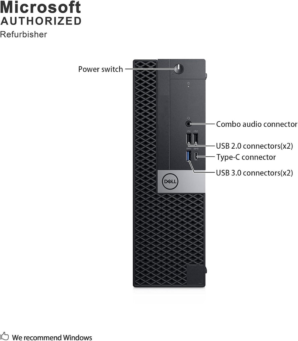 Dell Optiplex 7070 SFF Desktop PC, Core i5-8500, 16GB DDR4, 256GB SSD, USB WiFi, USB BT, Keyboard & Mouse, Windows 11 Pro (Renewed)