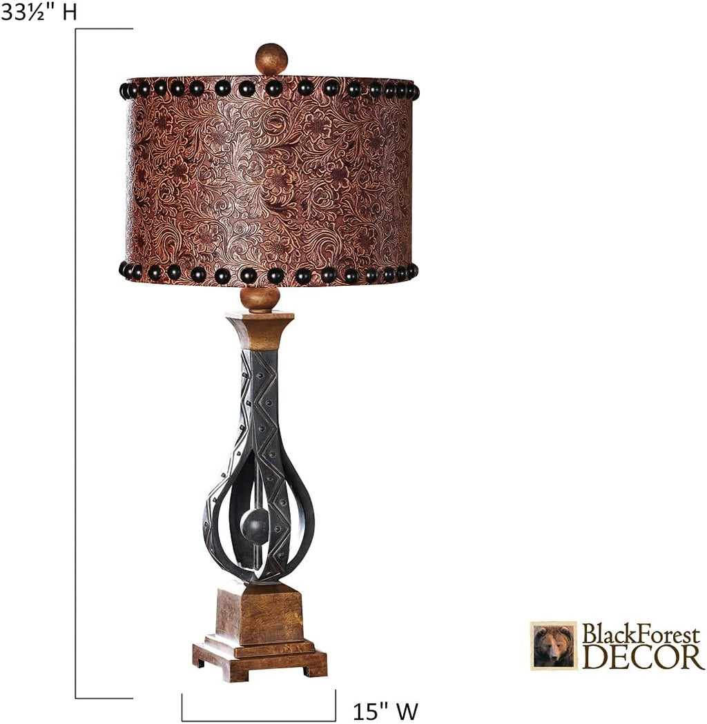 BLACK FOREST DECOR - Sheridan Table Lamp for Cabin, Living Room, Nightstand, Desk - Western Rustic Lighting - 26.75'