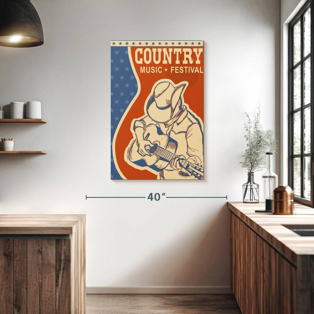 ElephantStock - Country Music Poster Wall Art - Vertical Canvas Wall Art - Living Room Wall Decor - Digital Art Music Canvas Art - Brown And Beige Decor - 26' x 39'