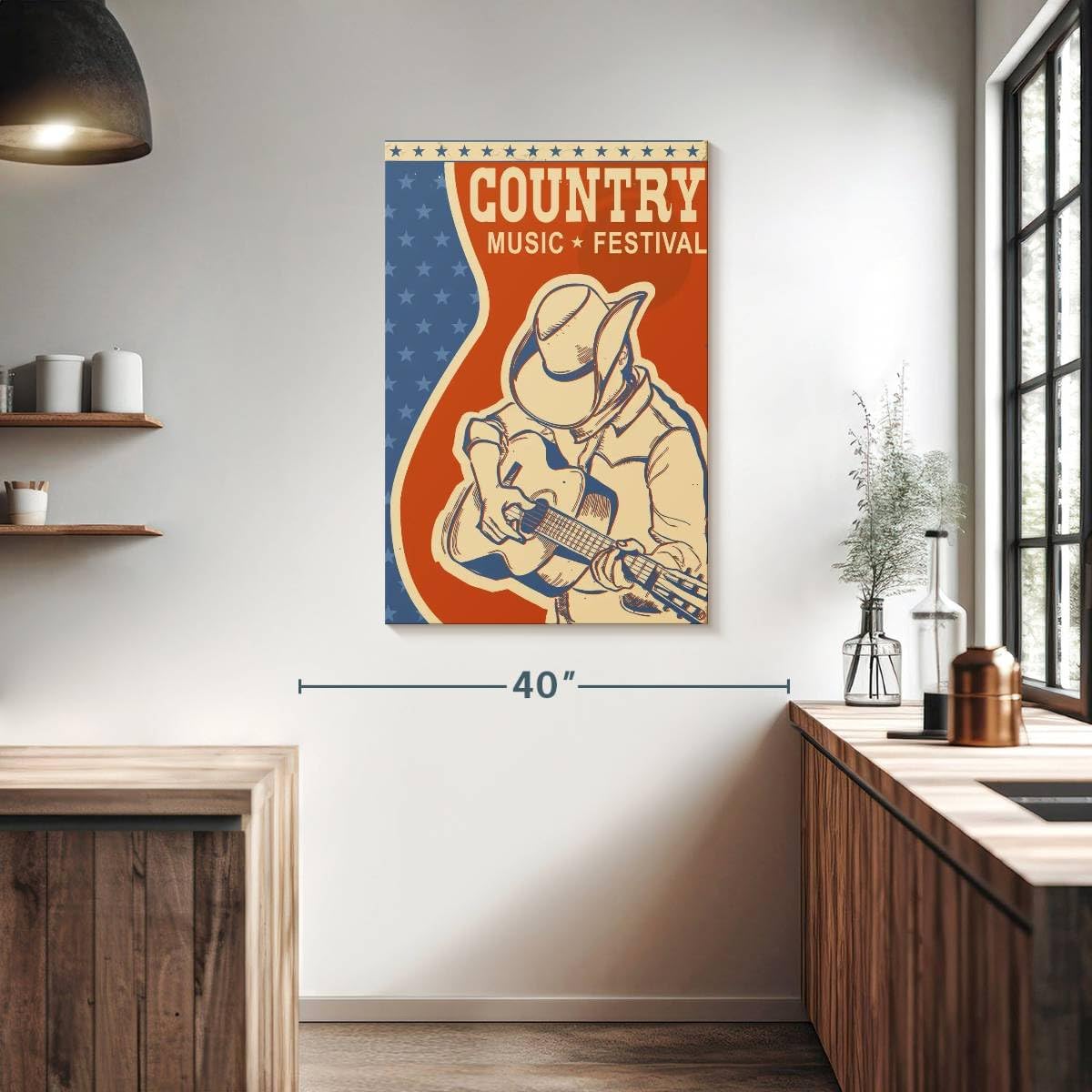 ElephantStock - Country Music Poster Wall Art - Vertical Canvas Wall Art - Living Room Wall Decor - Digital Art Music Canvas Art - Brown And Beige Decor - 26' x 39'