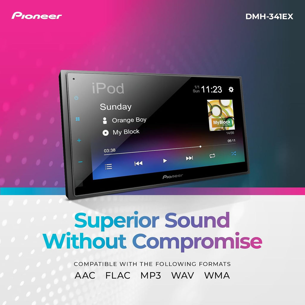 Pioneer DMH-341EX Double-DIN Digital Multimedia Receiver, with WebLink, Amazon Alexa Integration via The Pioneer Vozsis App, Bluetooth and Backup Camera Compatibility, 6.8' Touchscreen
