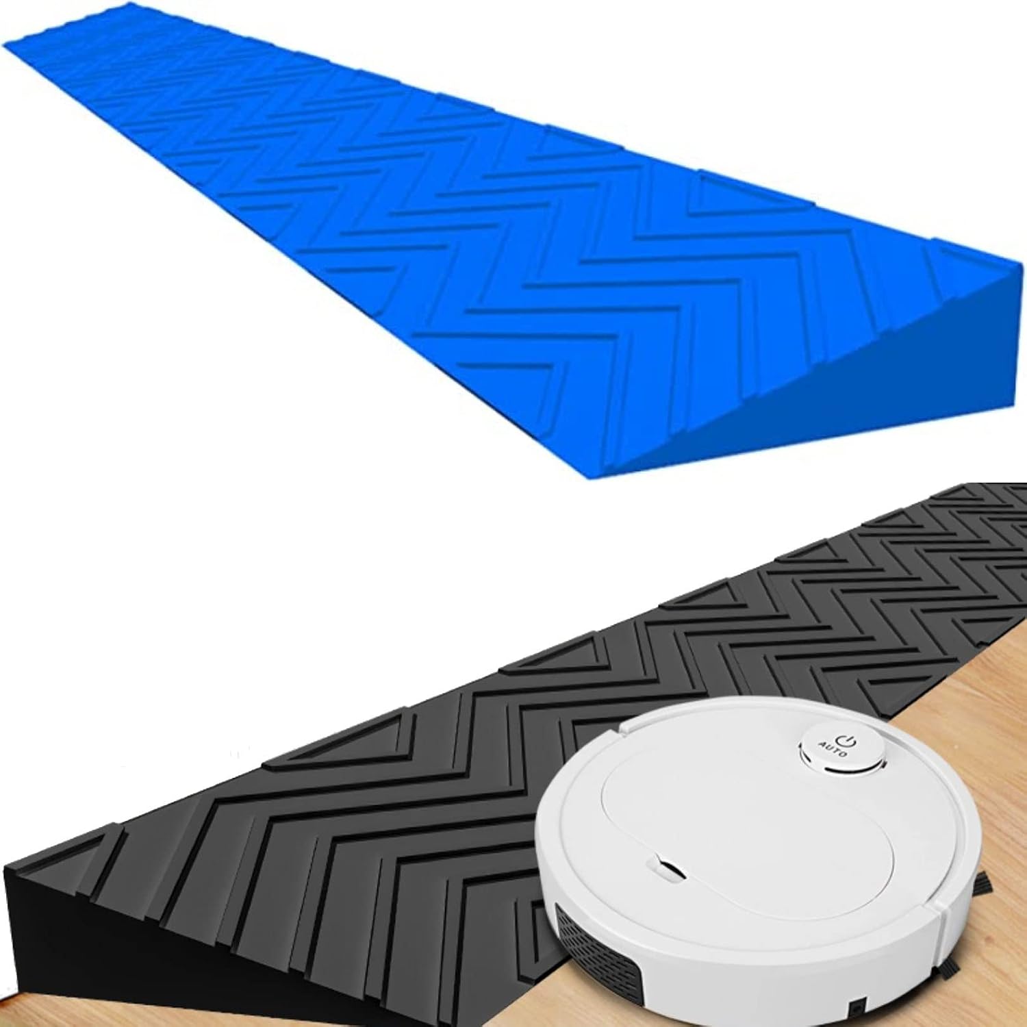 2 Inch Portable Threshold Ramp for Doorways - Heavy Duty Rubber Wheelchair Access Ramp - Non-Slip Indoor & Outdoor Ramp(Blue,100 * 10 * 4CM)