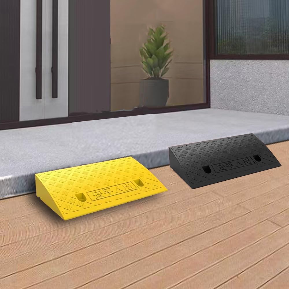 Rubber Curb Ramps, Non-Slip Doorway Threshold Ramp for Wheelchair Ramp(Black,H 5cm/2')