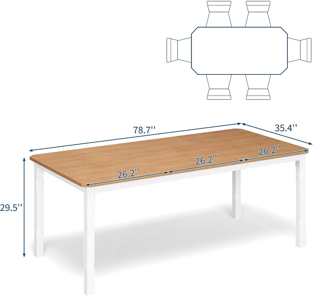 Garvee 78 in Large Industrial Dining Table for 6-8, Kitchen Table with Heavy Duty Metal Legs, Wood Desk with Chamfer Corner for Dining Room, Kitchen, Living Room, Easy Assembly