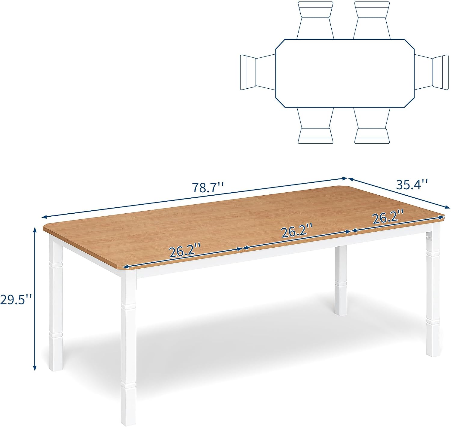 Garvee 78 in Large Industrial Dining Table for 6-8, Kitchen Table with Heavy Duty Metal Legs, Wood Desk with Chamfer Corner for Dining Room, Kitchen, Living Room, Easy Assembly