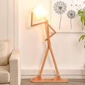 Cool Tall Wood Floor Lamp for Living Rooms Bedrooms - Office Corner Decorative Reading Standing Arc Light Creative Swing Arm Gift Ideas for Kids Boys Girls Bedside - LED Bulb Included (Ash)