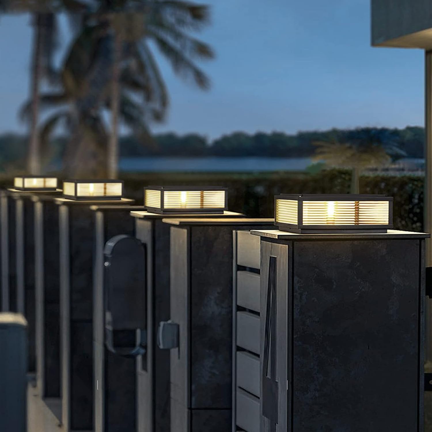 Outdoor Post Light 24X24 in, Column Light,Wired Lantern Column Lamp 110-240V(12-36V Replace Bulb),Garden Light,IP54 Waterproof, Base E26,LED Post lamp,Fence Post caps