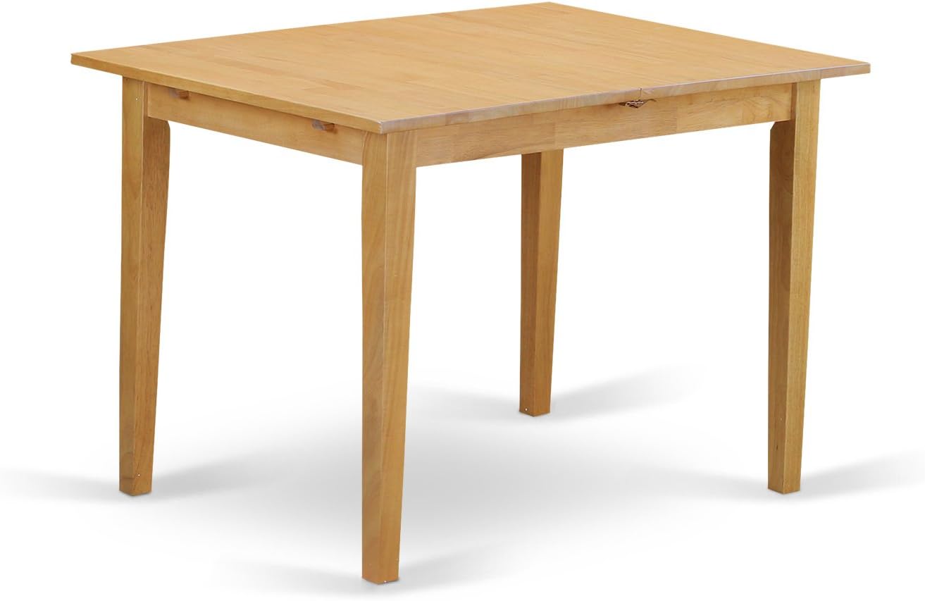 East West Furniture NFT-OAK-T Norfolk Kitchen Dining Table - a Rectangle Solid Wood Table Top with Butterfly Leaf, 32x54 Inch, OAK