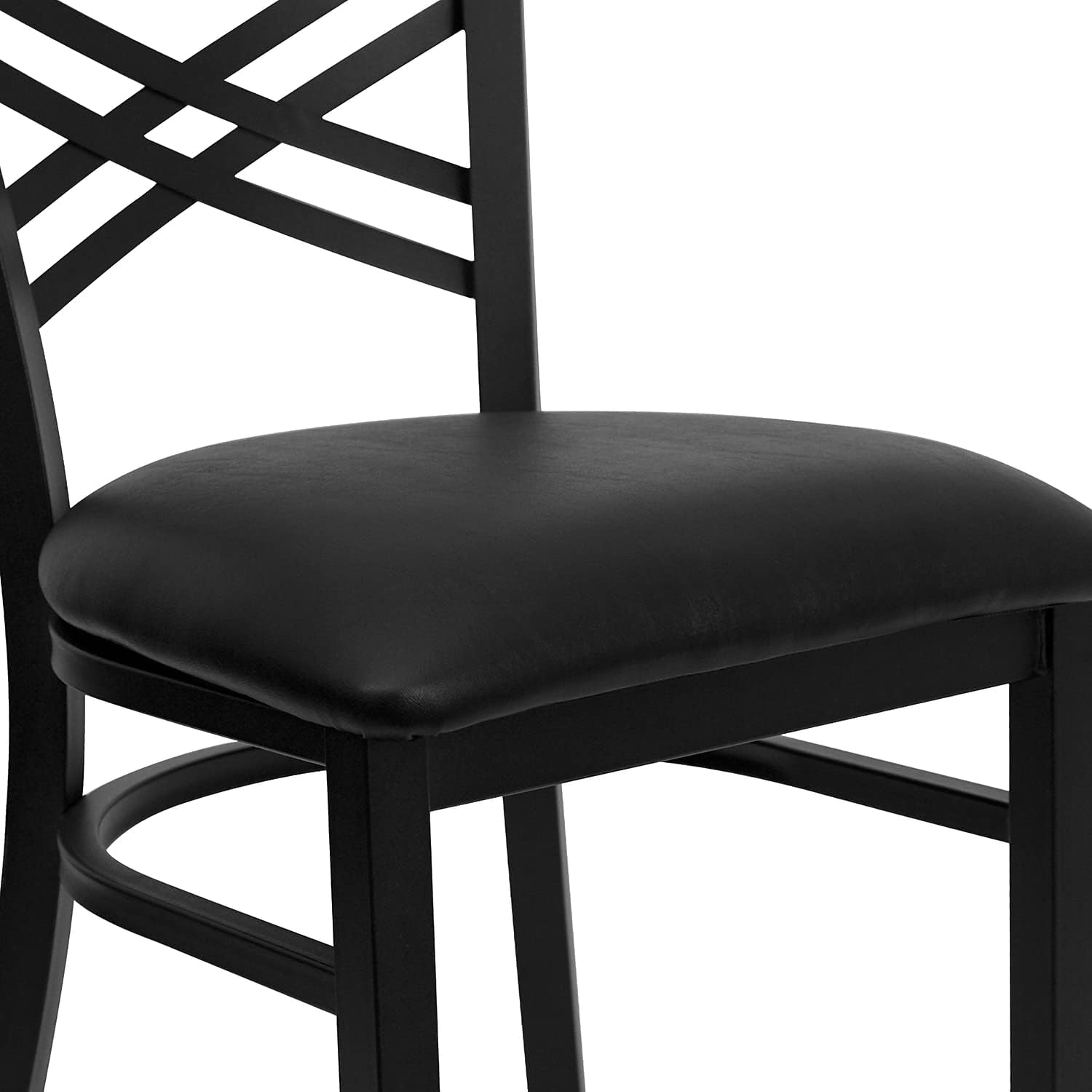 Flash Furniture Hercules Series 'X' Back Metal Restaurant Chairs, Modern Upholstered Armless Dining Chairs for Restaurants/Kitchens, Set of 2, Black