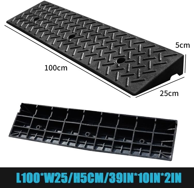 Wheelchair Threshold Ramp, Rubber Ramp for Doorways, 2' 4' 6' Rise Portable Curb Ramp, Non-Slip Transition Ramps for Indoor Outdoor(100 * 25 * 5cm/39 * 10 * 2in)