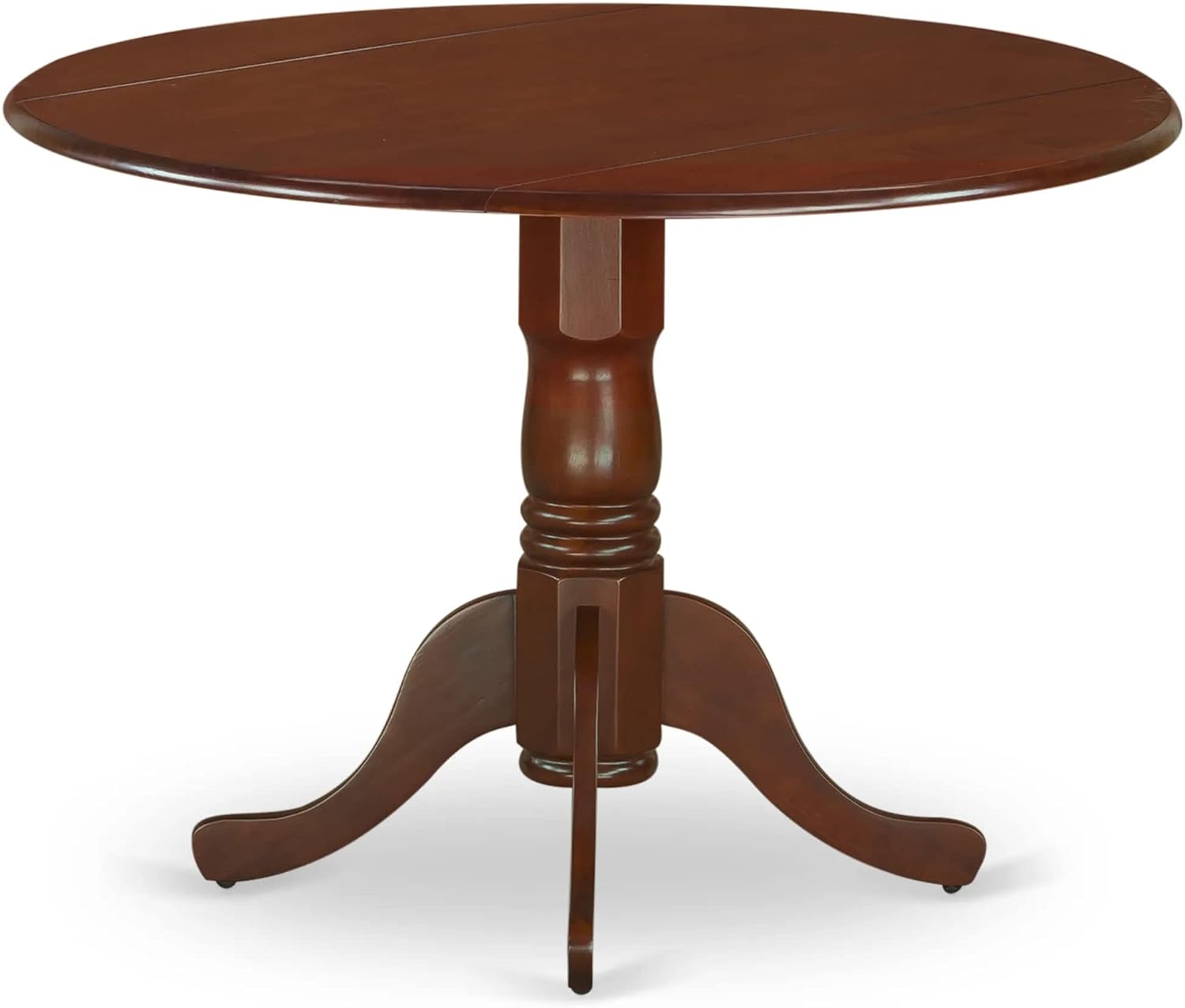 East West Furniture DLT-ESP-T Wood Dining Table - a Round Top with 2 Drops Leaf and Pedestal Leg, 42x42 Inch, Mahogany Finish