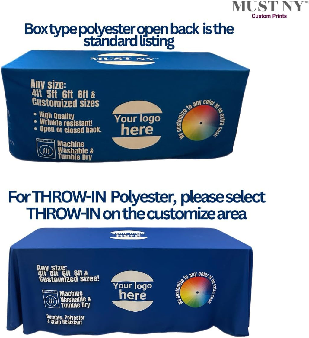 Personalized Customized with Logo Polyester Tablecloth 4FT 6 FT 8 FT Table for Tradeshow Events Birthday Tradeshow Mantel Personalizado (10FT 30' x 120' x 30')