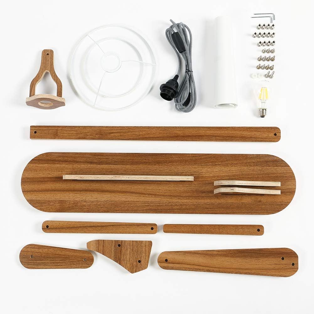 Cool Tall Floor Lamp Decorative Reading Standing Wood Swing Arm Wood Lighting for Corner Kids Boys Girls Bedroom Living Room Home Improvement Office Farmhouse - with LED Bulb (Walnut)
