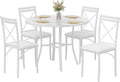 VECELO 5 Piece Dining Table Set for 4, Faux Marble Dinette with Chairs for Kitchen, Breakfast Nook, Small Space, Off White