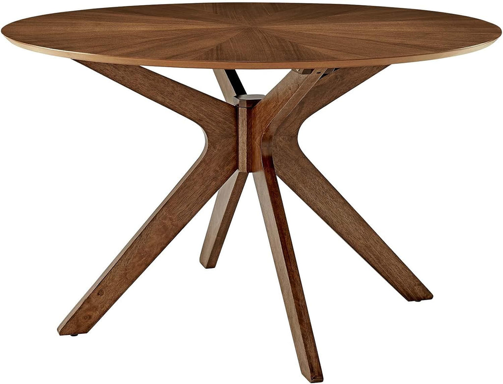 Modway Crossroads 47' Round Wood Dining Table, Walnut