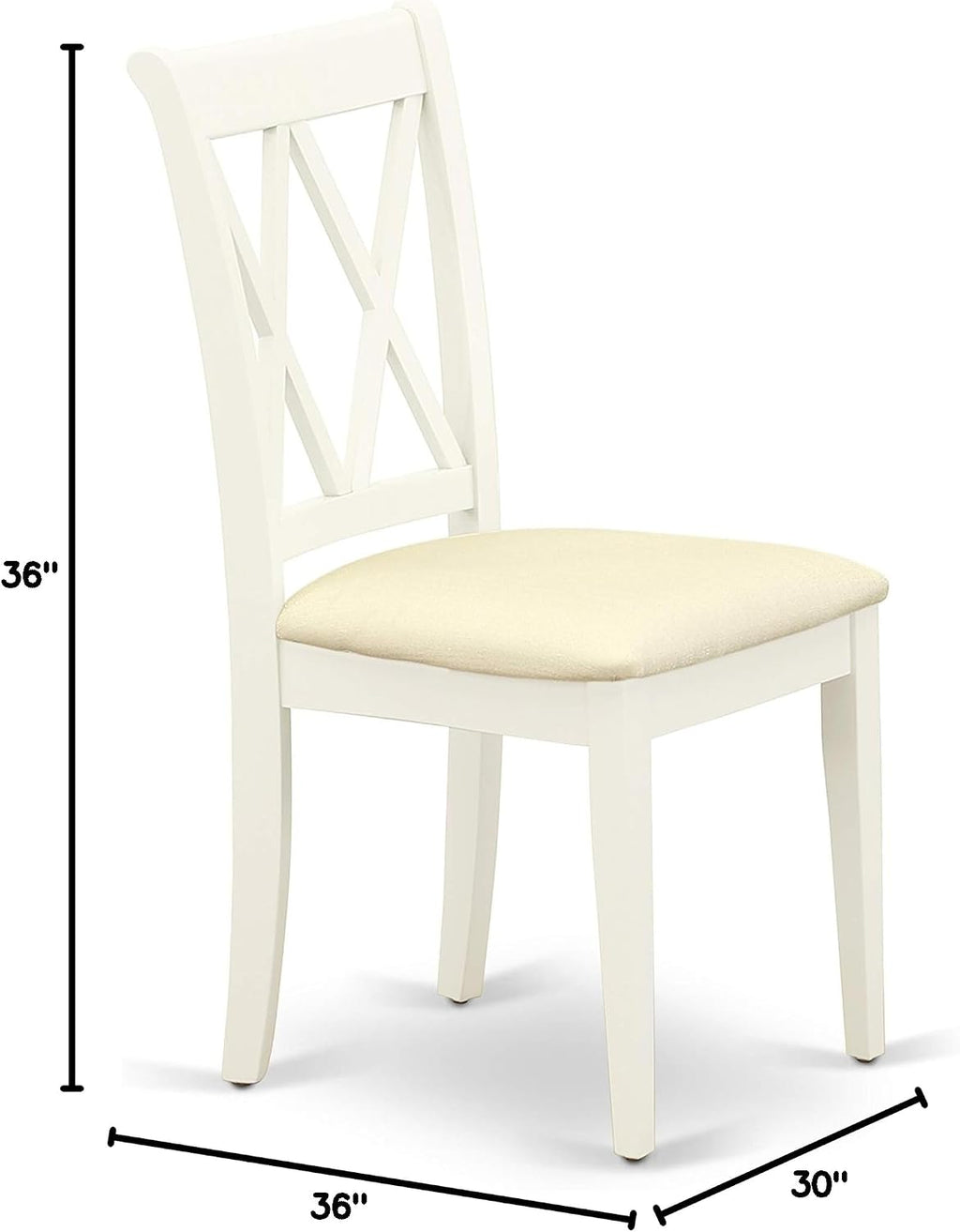 East West Furniture Antique 3-Piece Dining Set with Round Table in Linen White