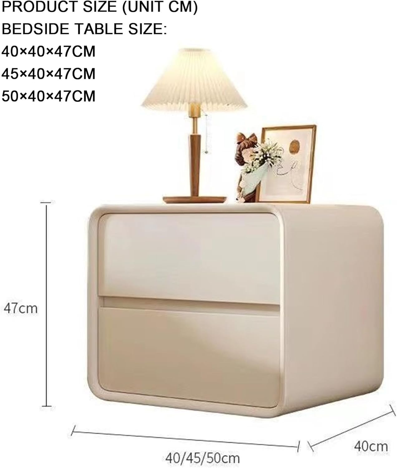 2 Drawer Bedside Cabinet Nightstand with Charging Station Modern End Table Night Stand Storage Units for Bedroom Living Room