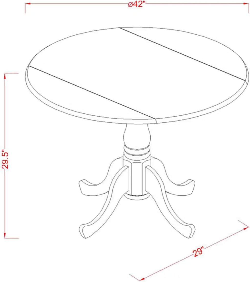 East West Furniture DLT-ESP-T Wood Dining Table - a Round Top with 2 Drops Leaf and Pedestal Leg, 42x42 Inch, Mahogany Finish
