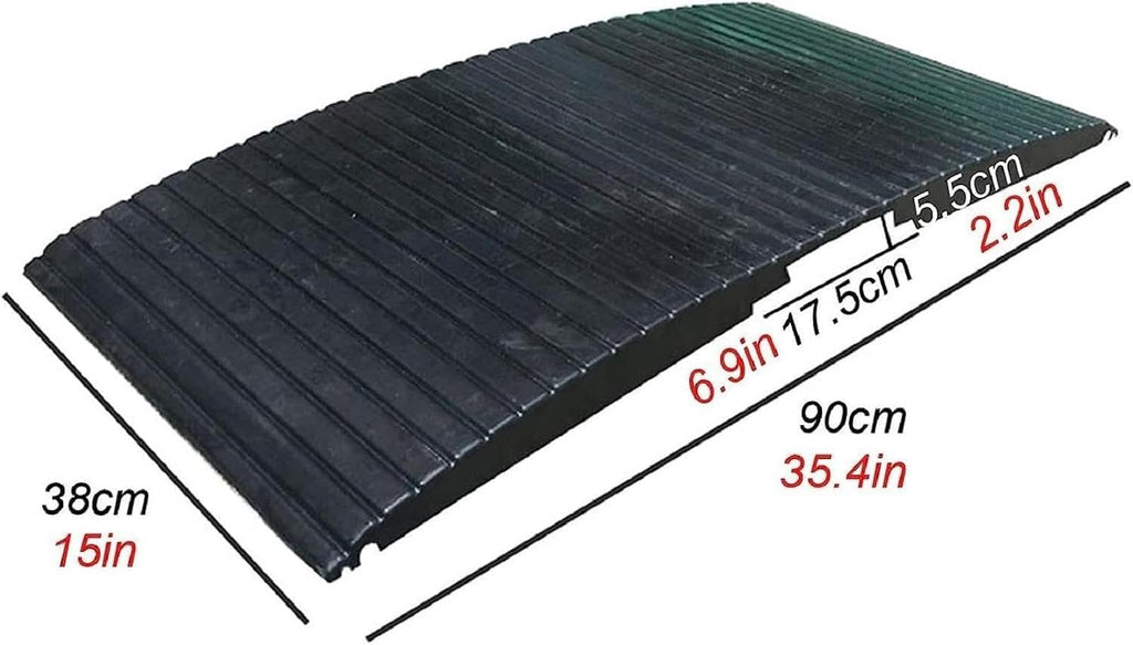 Portable Rubber Wheelchair Ramp for Doorways, 2-3 Inch Rise Non-Slip Threshold Bridge for Shower, Patio, Garage, DIY Cars, Home Shed, Supporting Frame Included
