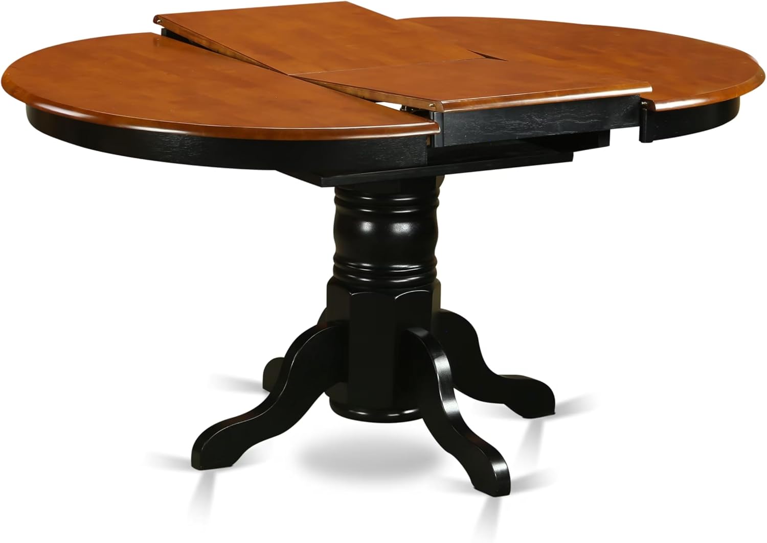 East West Furniture AAVT-BLK-TP Avon Kitchen Dining Table - an Oval Solid Wood Table Top with Butterfly Leaf & Pedestal Base, 42x60 Inch, Black & Cherry
