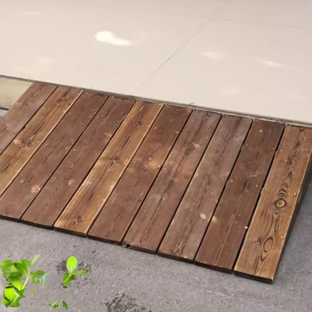 4' 7' 8' Rise Threshold Ramp Doorway, Wood Wheelchair Ramp, Non-Slip Entry Ramp, Accessible Ramp Shed Ramp for Walker/Cart/Scooter/Home Steps