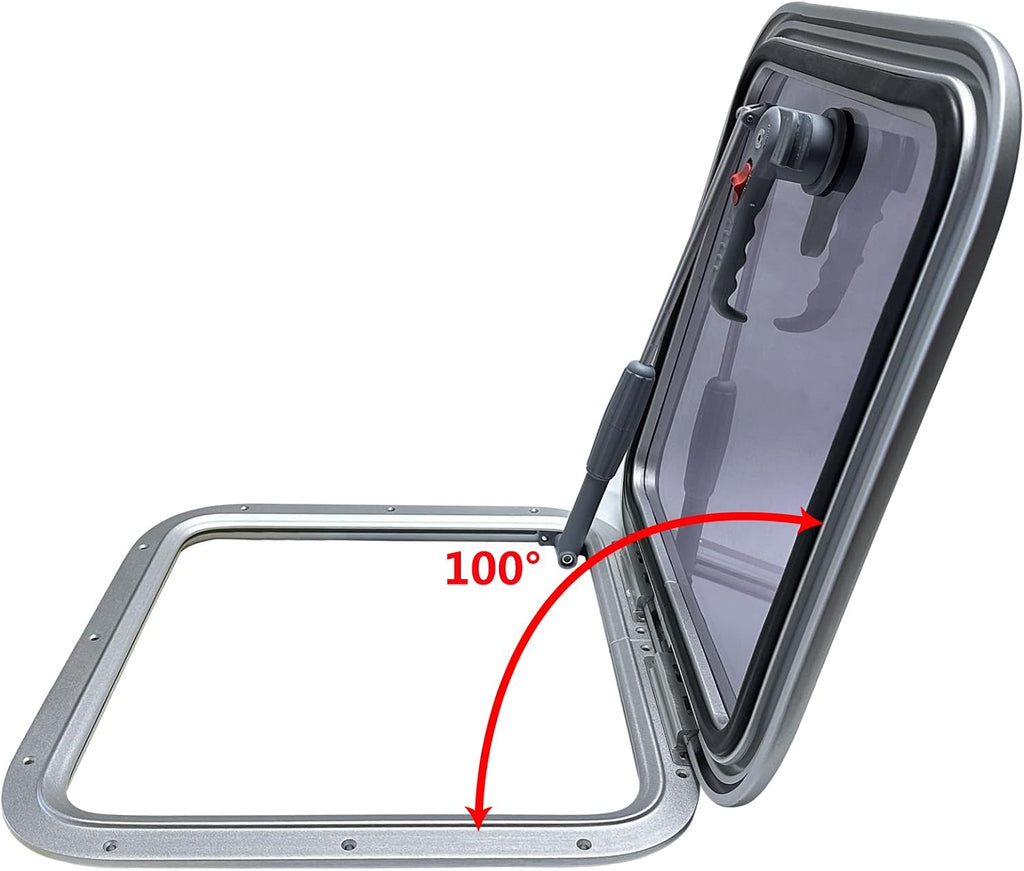 ISURE MARINE Anodized Aluminum 16.7'x 16.7' Push Out Deck Hatch Boat Yacht Square Opening Portlight Replacement Window Porthole Hole Deck,Marine Hatch Porthole with Tempered Glass for Boat/Yacht/RV