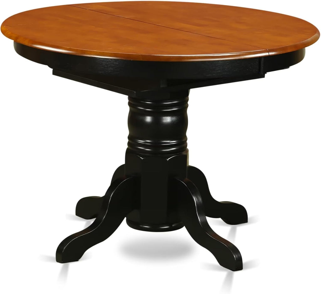 East West Furniture AAVT-BLK-TP Avon Kitchen Dining Table - an Oval Solid Wood Table Top with Butterfly Leaf & Pedestal Base, 42x60 Inch, Black & Cherry