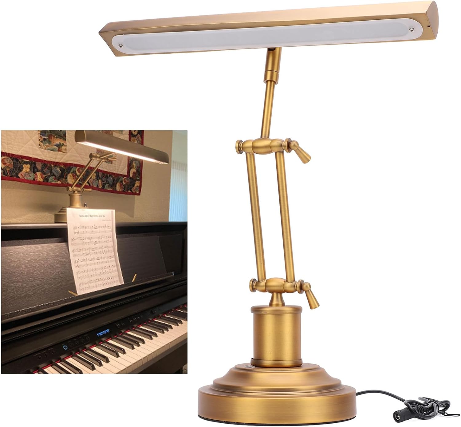 Gugxiom Piano Light Lamp for Upright Piano, 12W LED Table Lamp with Brightness Adjustable 3000K to 6000K, Music Stand Light for Piano, Home Office (US Plug)