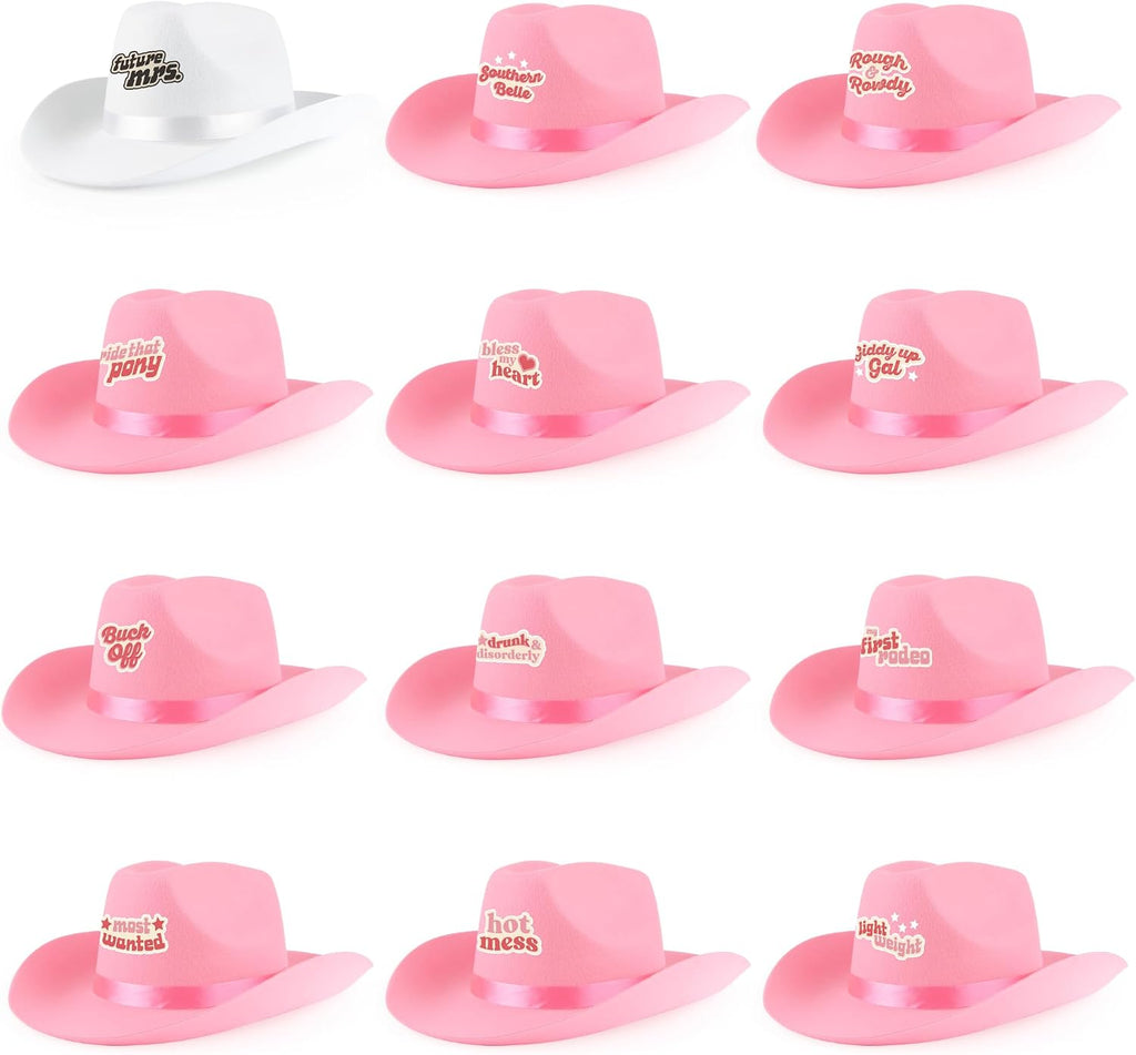 Cowboy Hats Fun Phrases | Cowgirl Cosplay Novelty Bulk Costume | Bridal Girl Trip Bridesmaid Gift Goodie Bag Favor