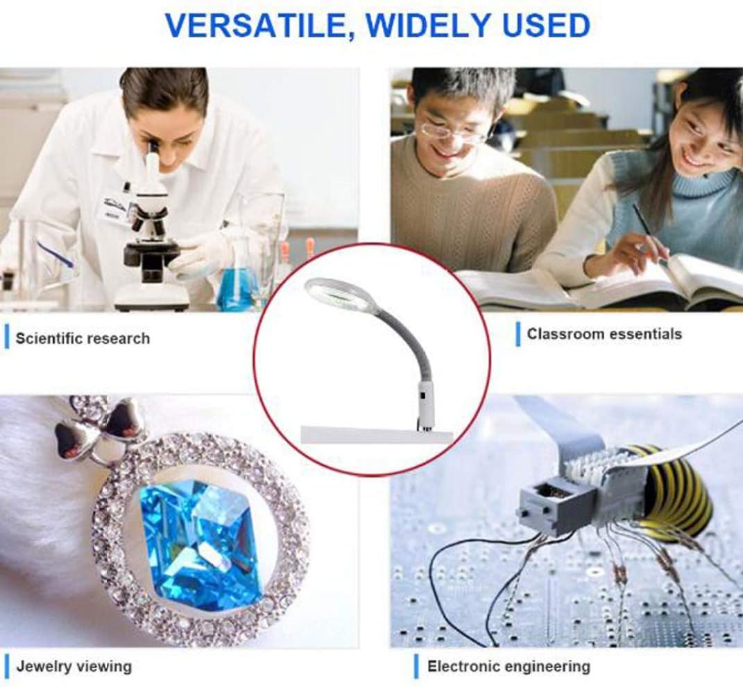Led Magnifying Lamp with Clamp, with Adjustable Swivel Arm Light,5X Magnifier Vertical Desk Magnifying Lamp Light Beauty Adjustable Beauty Stand Salon Tattoo Nail Skin