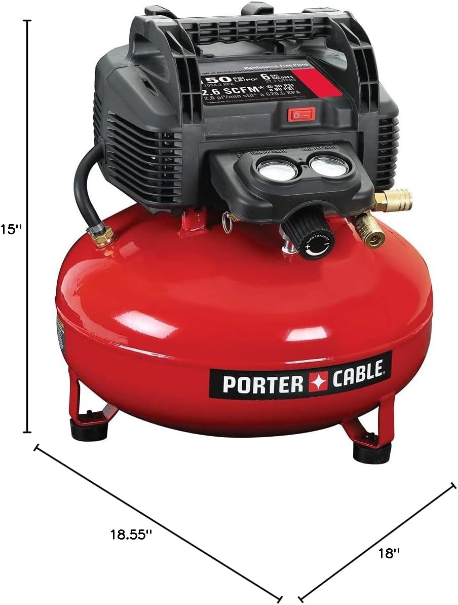 PORTER-CABLE Portable Pancake Air Compressor PXCM2002.COM | 6 Gallon, 150 Max PSI