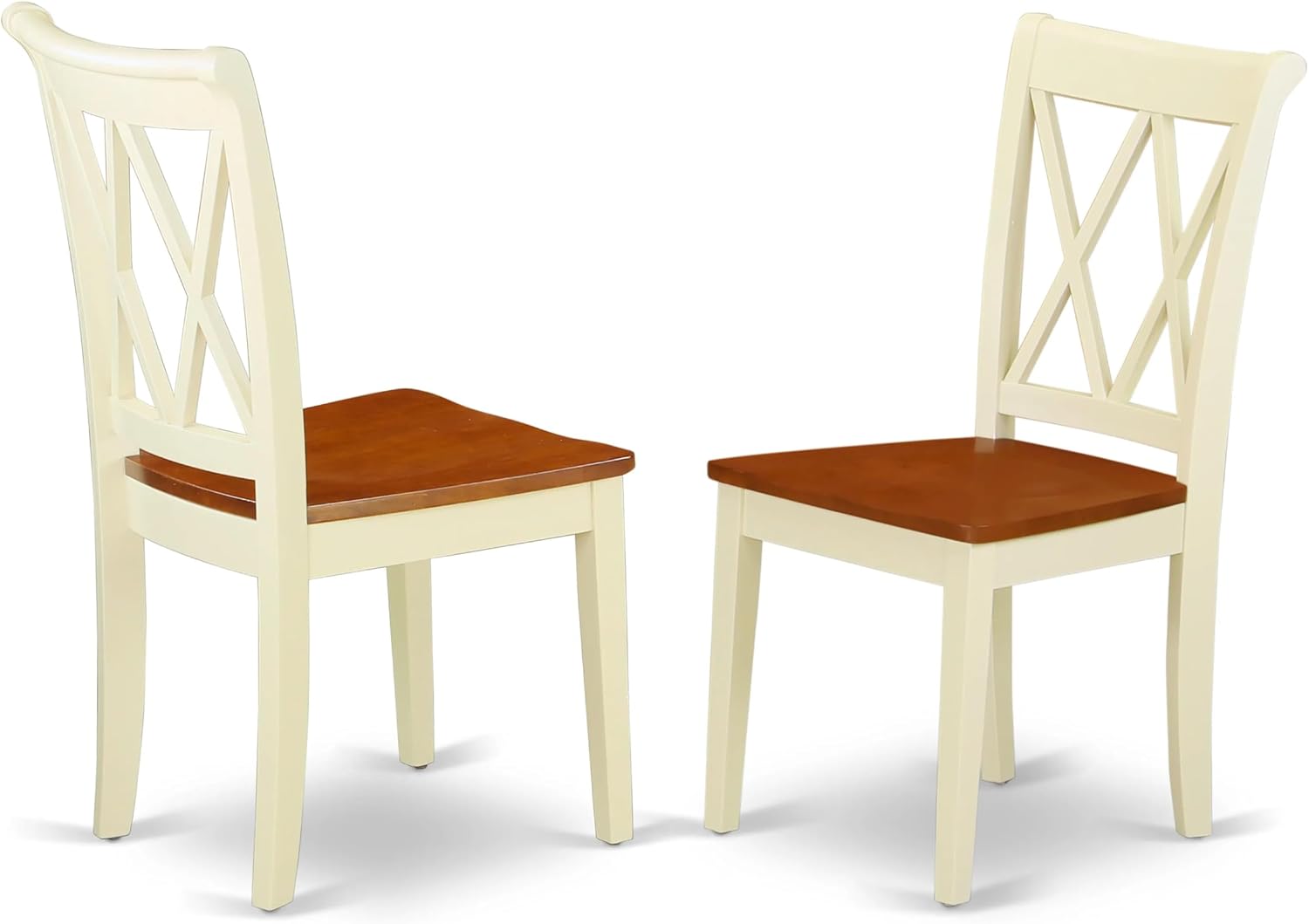 East West Furniture ANCL5-BMK-W 5 Piece Dining Table Set for 4 Includes a Round Kitchen Table with Pedestal and 4 Dining Room Chairs, 36x36 Inch, Buttermilk & Cherry