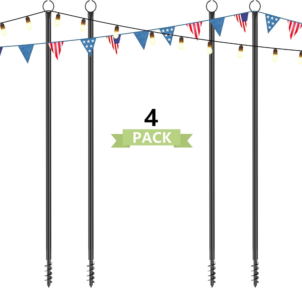 4 Pack String Light Poles for Outside, 10.5 Ft Outdoor String Light Poles for String Lights, Backyard Patio Light Poles for Bistro Party Wedding, Metal Pole for Outdoor String Lights