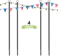 4 Pack String Light Poles for Outside, 10.5 Ft Outdoor String Light Poles for String Lights, Backyard Patio Light Poles for Bistro Party Wedding, Metal Pole for Outdoor String Lights