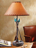 BLACK FOREST DECOR Southwest Arrow Table Lamp – Rustic 26' Cabin Desk Light with Turquoise Accents