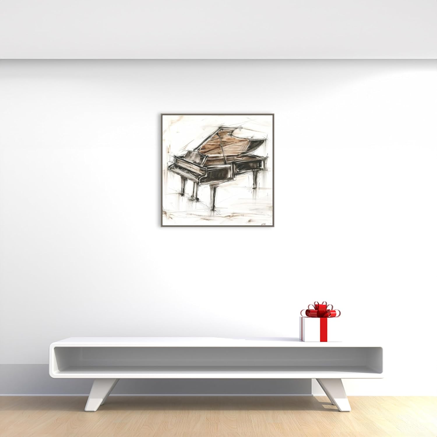 Amanti Art Framed Canvas Wall Art 30x30 Grand Piano Study by Ethan Harper, Framed Wall Art Canvas, Music Artwork, Country Rustic Decor, Large Poster Painting for Living Room, Bedroom, Bathroom,