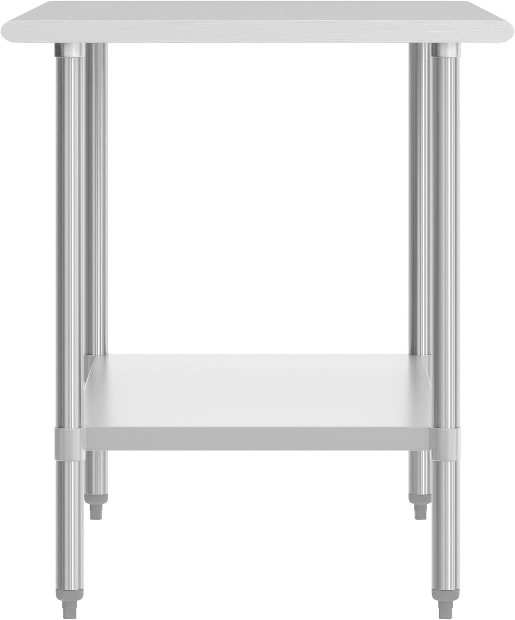 Flash Furniture Reese NSF Certified Stainless Steel Kitchen Prep and Work Table, Commercial Work Table with Storage, 48' W x 30' D x 34.5' H, Silver