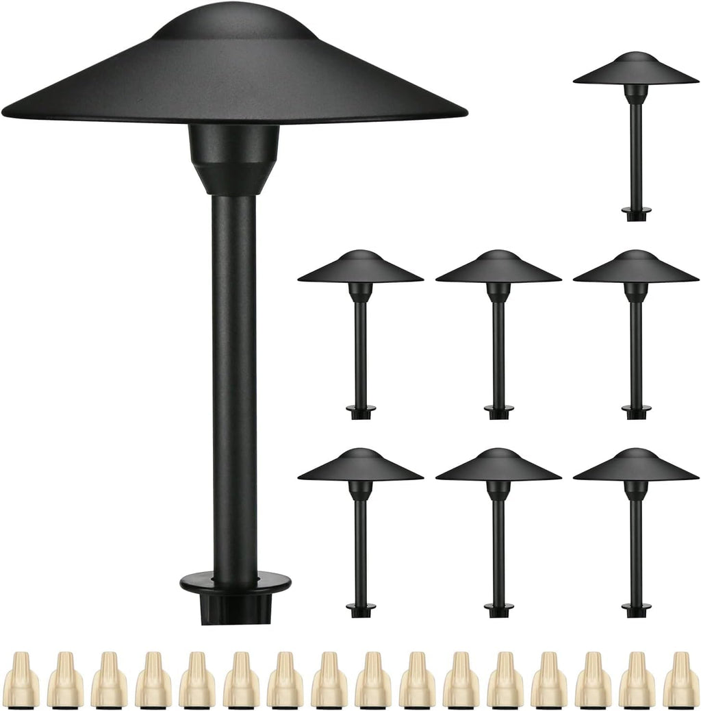 Lumina Lighting® 4W Landscape Lighting 12V Landscape Lights Low Voltage Landscape Path Lights Warm White Waterproof Outdoor Replaceable G4 LED Bulb for Garden Pathway Lawn Yard (Black) (8-Pack)
