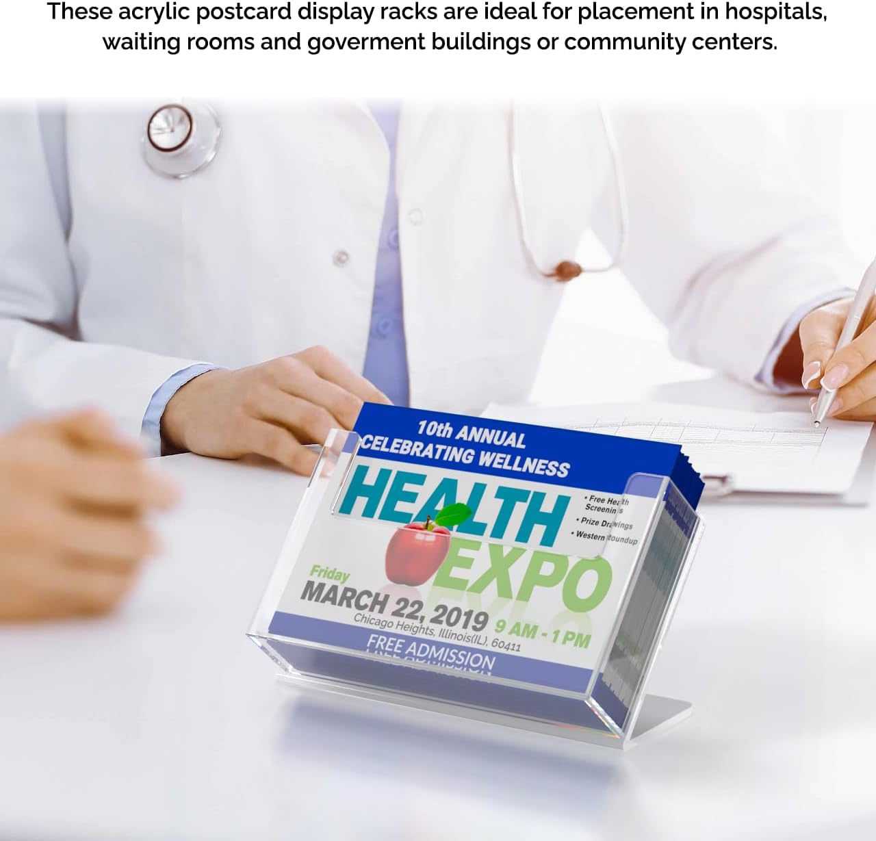 Marketing Holders 24 Pack Postcard Holder 6' Wide Index Cards Advertisements Countertop Display Printed Material Take One Post Card Rack Clear Acrylic