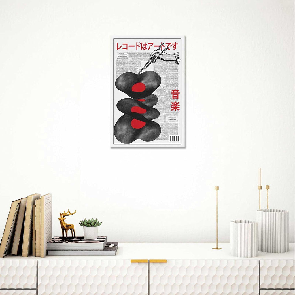 Funky Japanese Vintage Music Album Canvas Poster Retro Album Canvas Wall Art Funny Trend Fashion Japanese Music Album Art Print For Home Bedroom Dorm Wall Decor 24x36in Wooden Frame