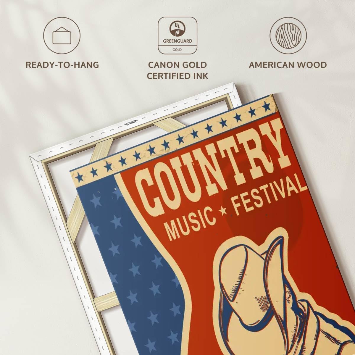 ElephantStock - Country Music Poster Wall Art - Vertical Canvas Wall Art - Living Room Wall Decor - Digital Art Music Canvas Art - Brown And Beige Decor - 26' x 39'