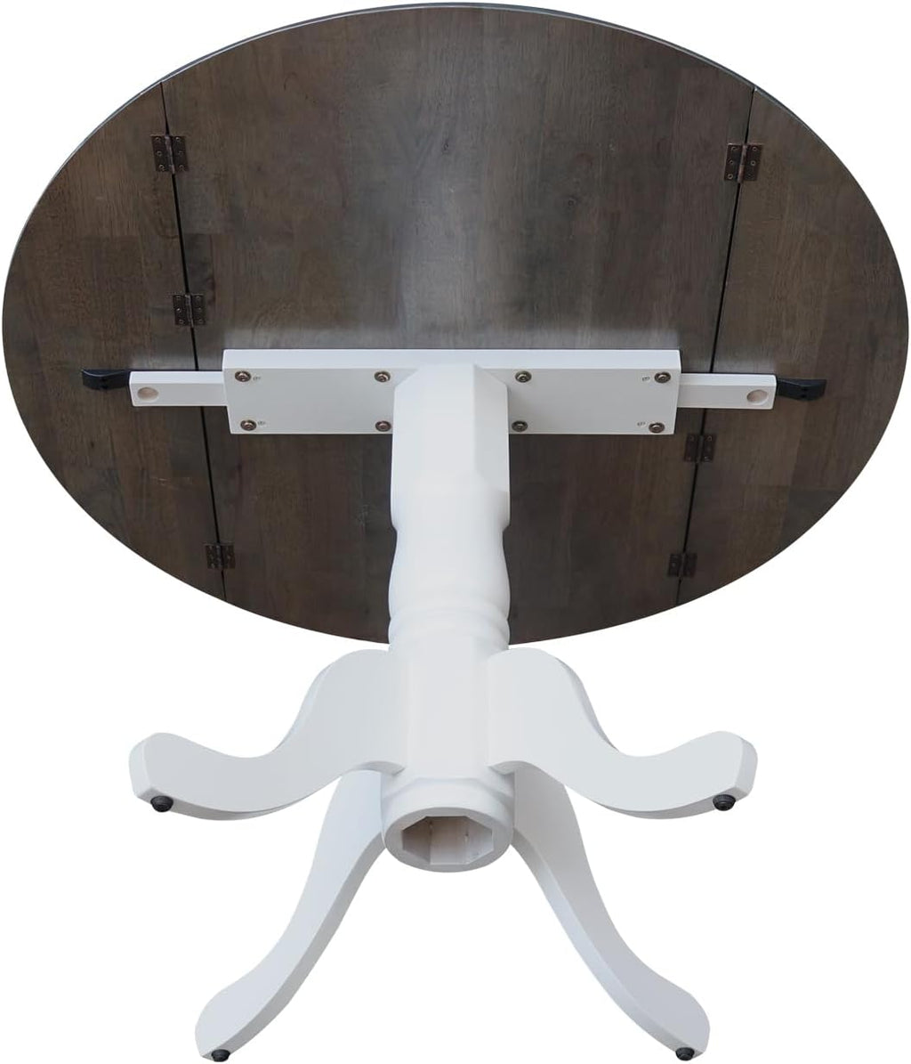 International Concepts Inch Dual 42 Drop Leaf Dining Table, White/Heather Gray