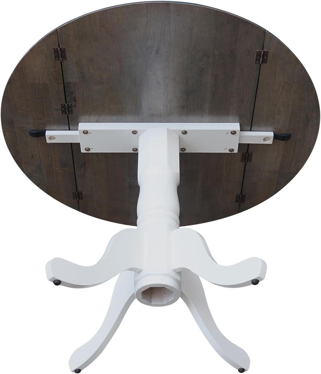 International Concepts Inch Dual 42 Drop Leaf Dining Table, White/Heather Gray