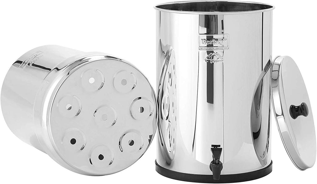 Crown Berkey Gravity-Fed Stainless Steel Countertop Water Filter System 6 Gallon with 2 Authentic Black Berkey Elements BB9-2 Filters